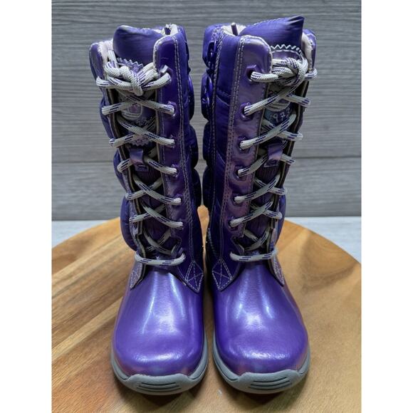 Timberland 72838 Toddlers Purple Leather Lace Up Fur Lined Boots Size 8 - Picture 4 of 8